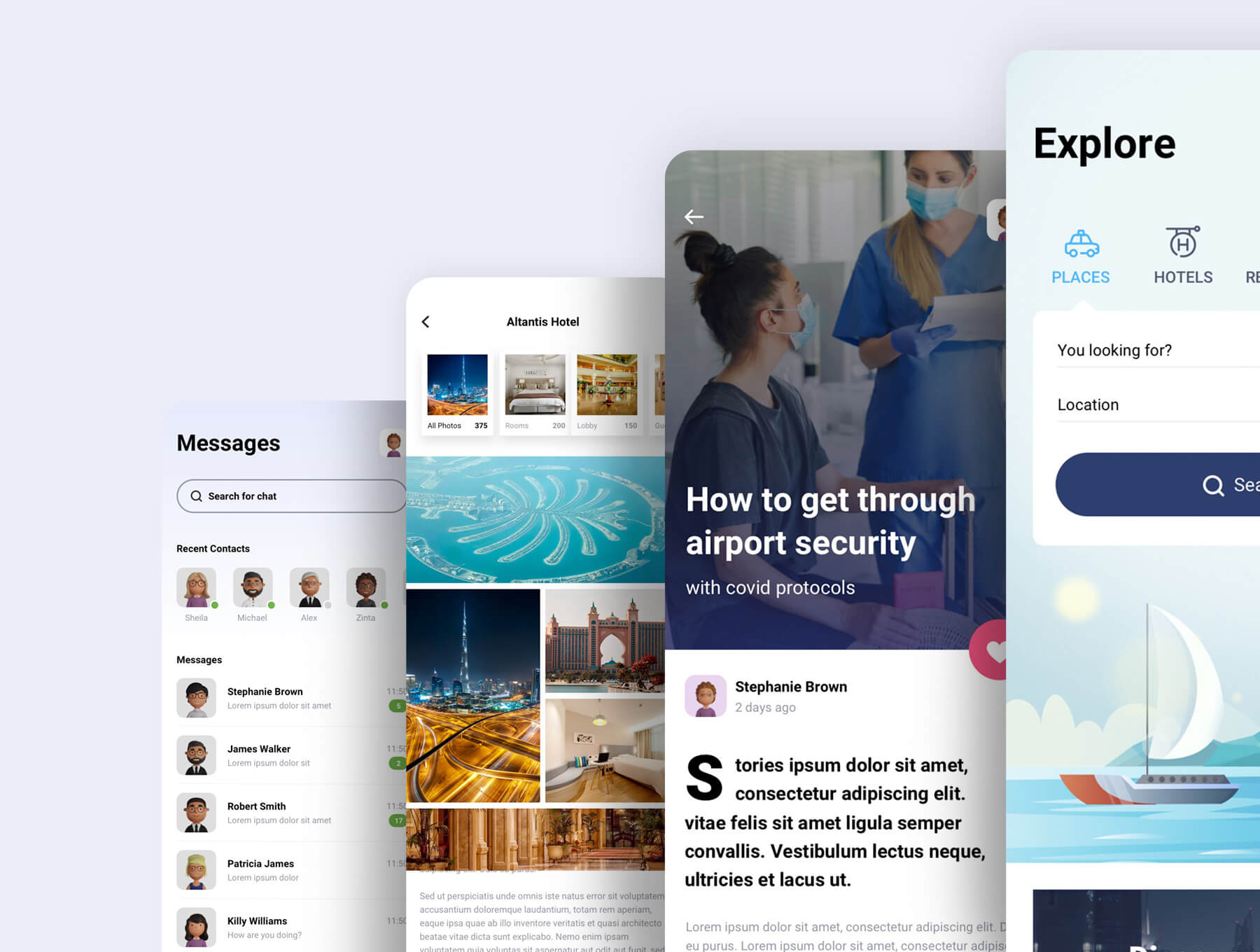 32个复杂的旅游主题APP UI界面素材
