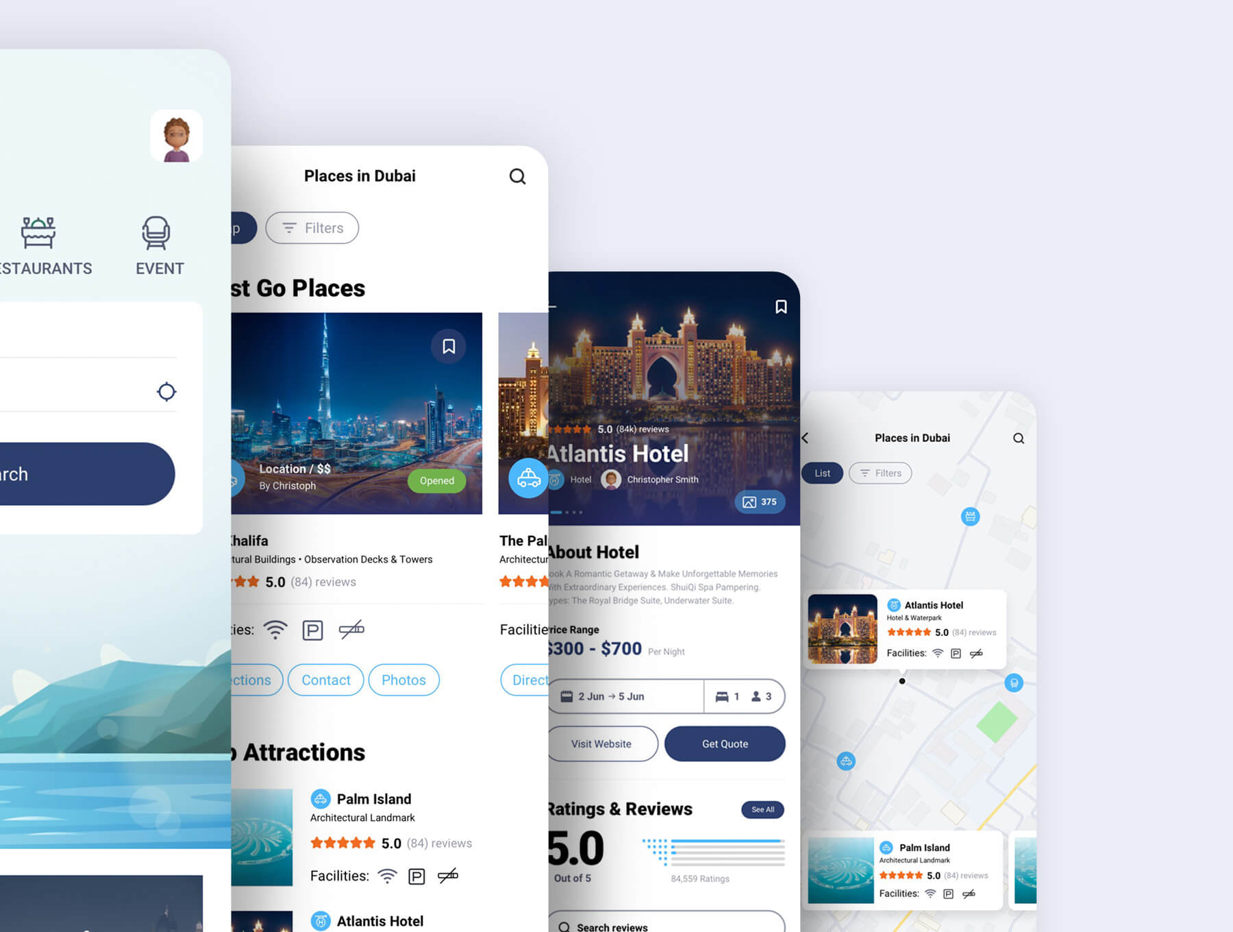32个复杂的旅游主题APP UI界面素材