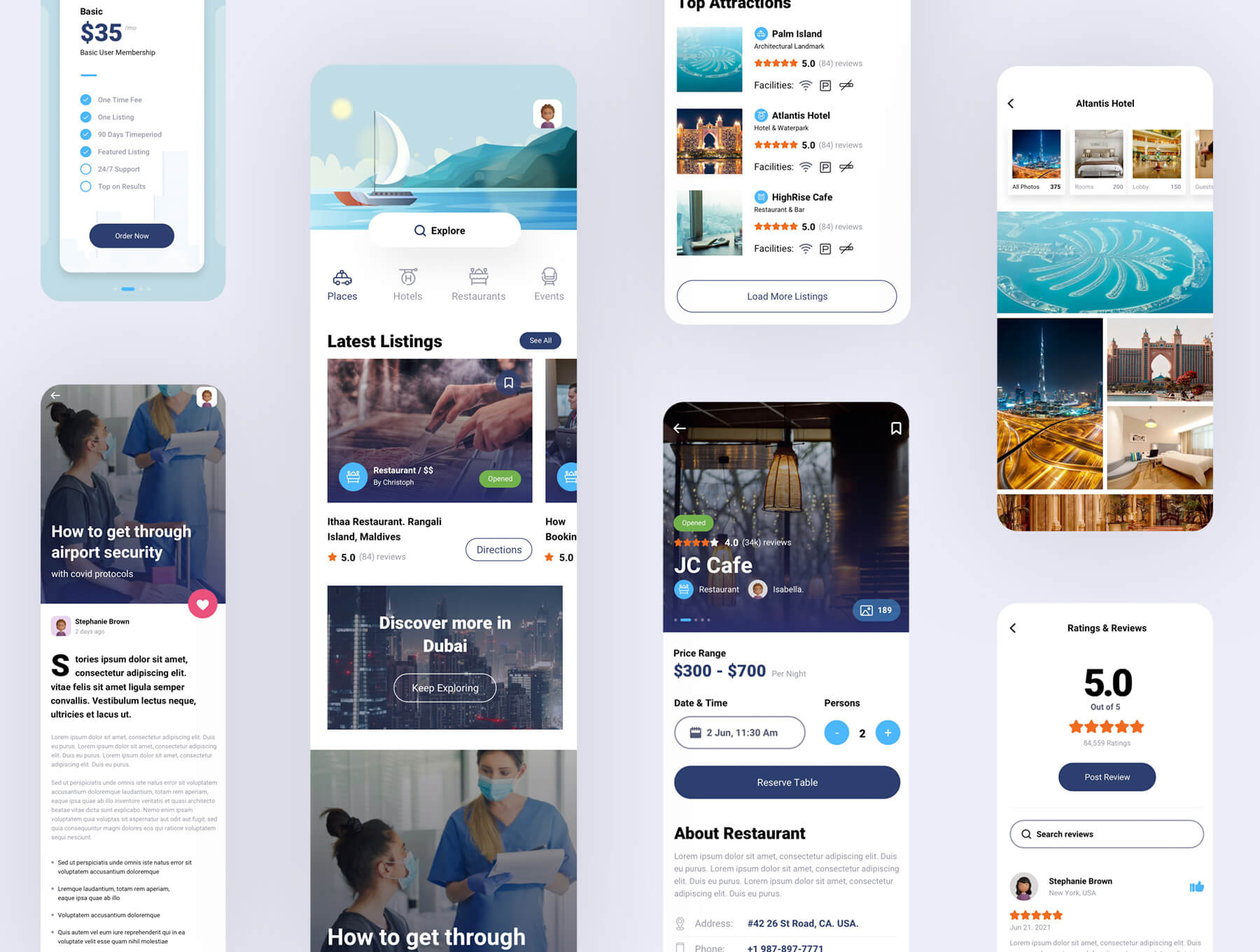 32个复杂的旅游主题APP UI界面素材