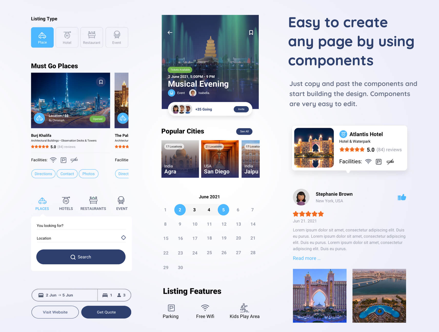 32个复杂的旅游主题APP UI界面素材