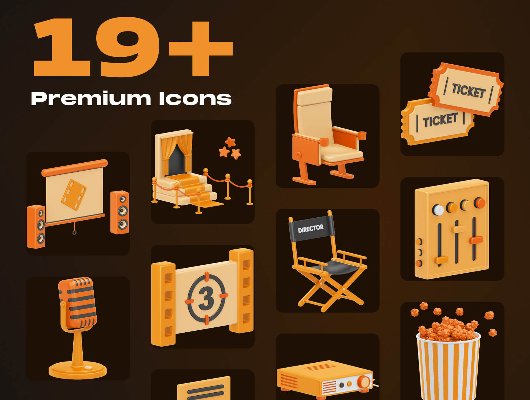 19个非常有厚重感的C4D高级3D图标素材