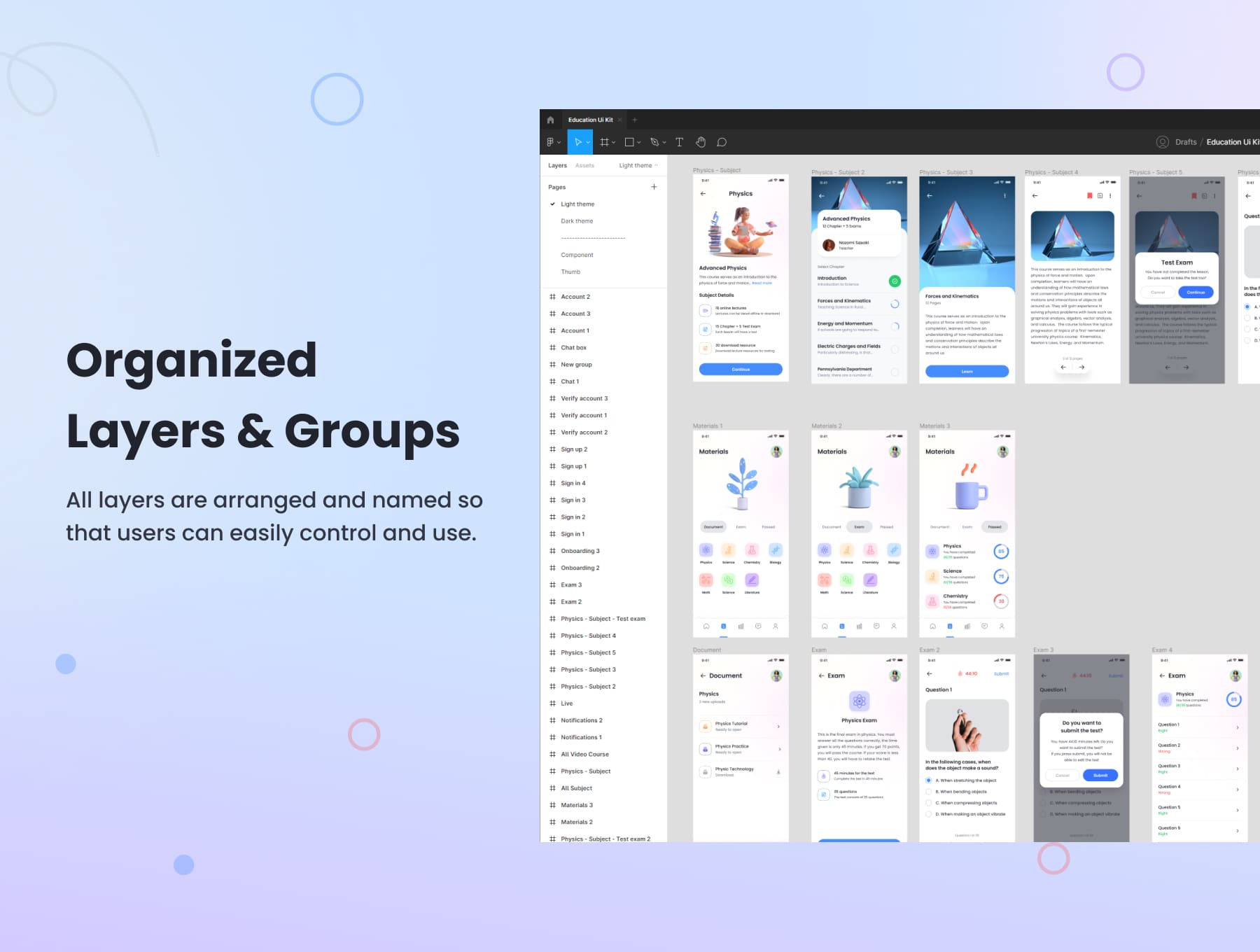 80个五彩斑斓的年轻化教育类APP UI素材包（Figma）