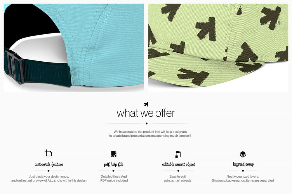 棒球帽外观品牌设计PSD样机素材