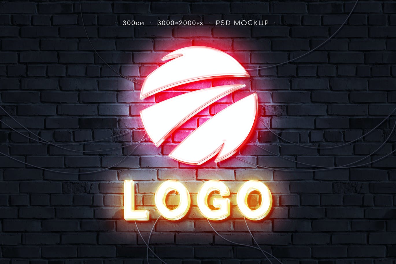 非常可爱的夜店风格霓虹灯LOGO样机PSD素材