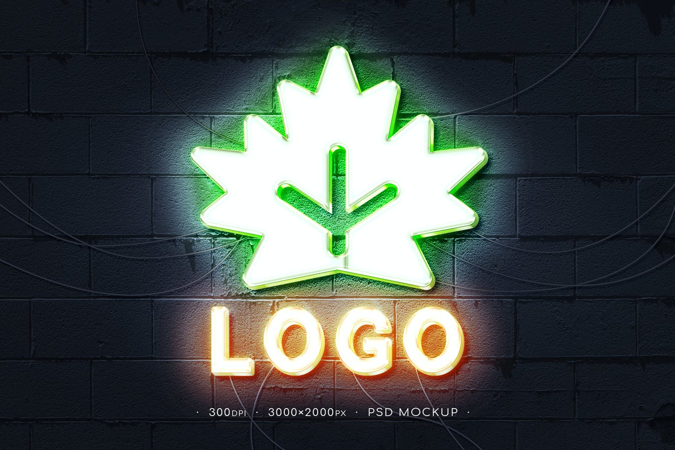 非常可爱的夜店风格霓虹灯LOGO样机PSD素材