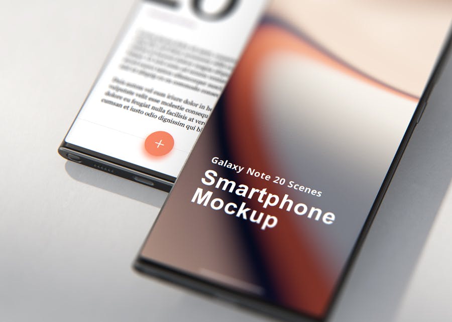 一套少见的手机Galaxy Note20 屏幕手机样机场景PSD素材