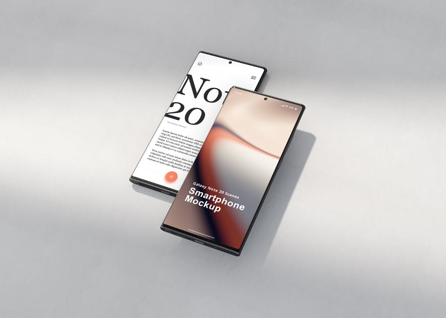 一套少见的手机Galaxy Note20 屏幕手机样机场景PSD素材