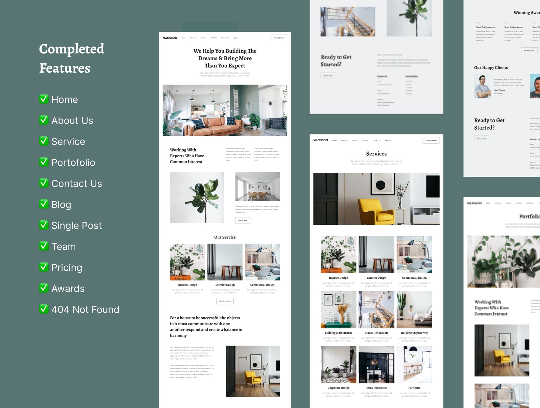 一套室内设计室内装修类Web界面素材包（Figma）