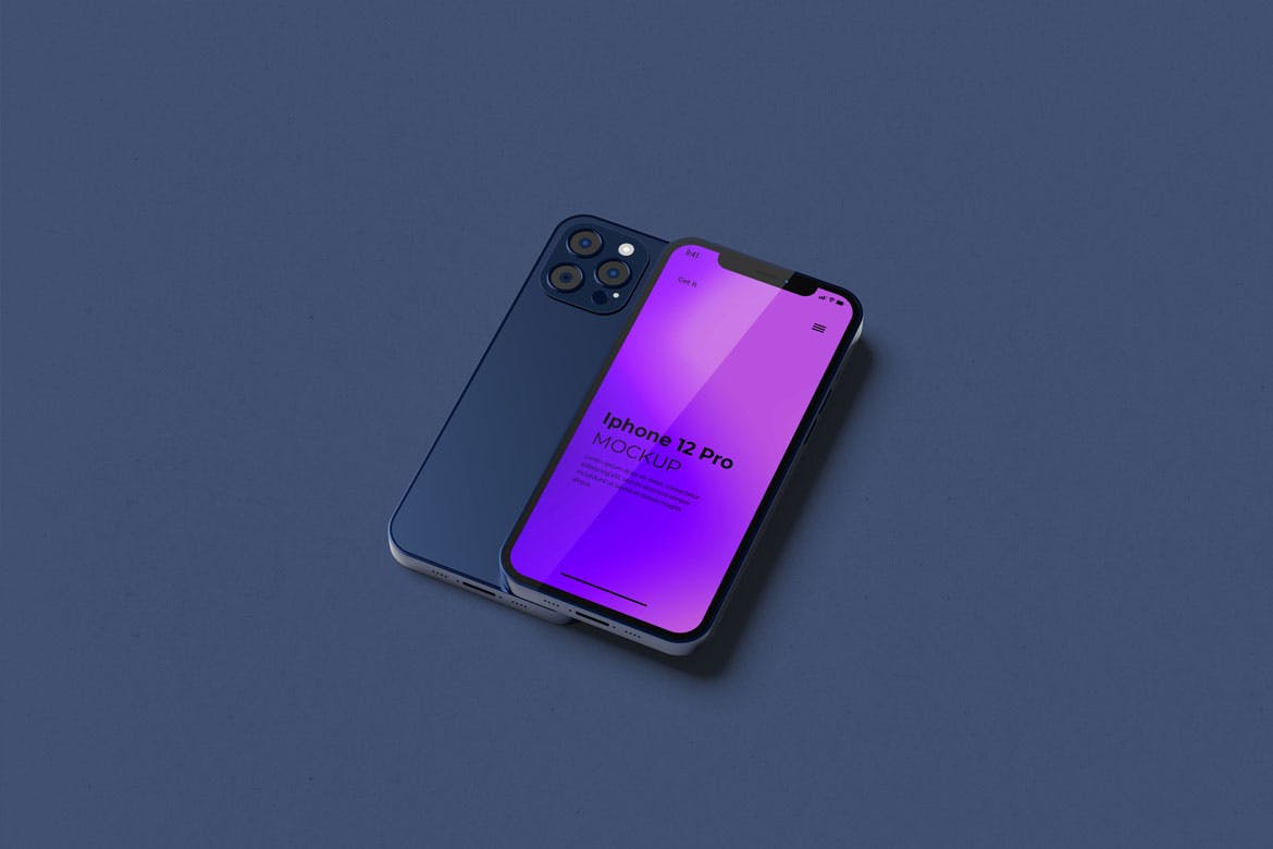 一套高分辨率IPhone 12 Pro手机PSD样机素材