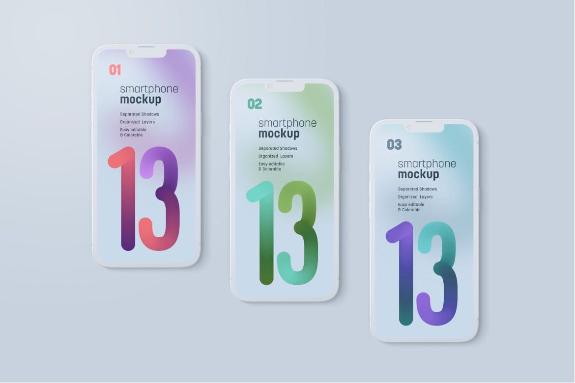 4种不同角度高品质iPhone 13 Pro 样机PSD素材包