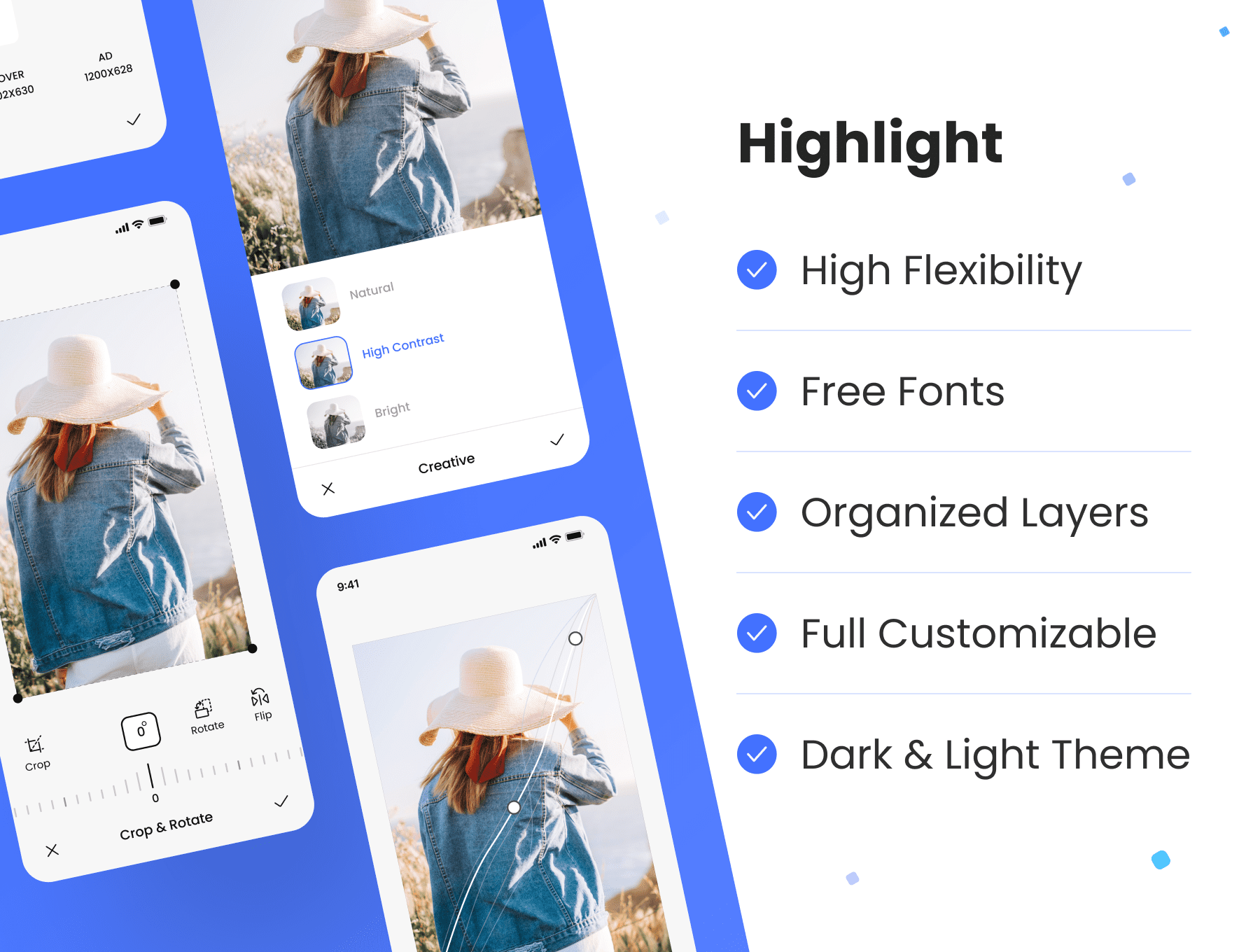 42个小清新风格的拍照调色主题APP UI KIT素材包