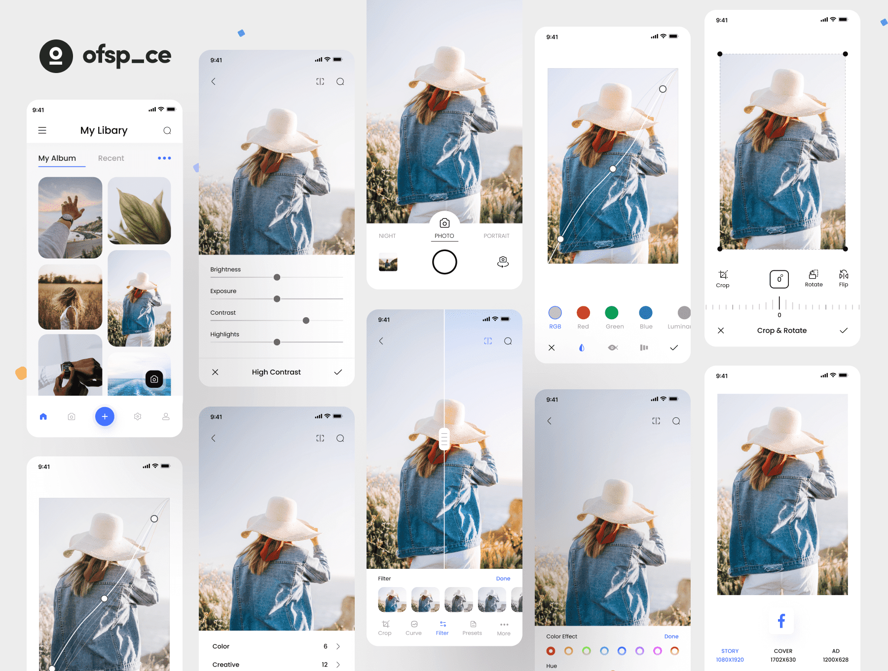 42个小清新风格的拍照调色主题APP UI KIT素材包