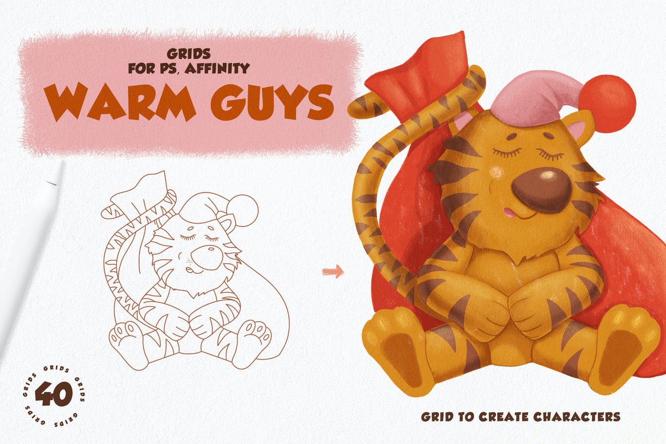 40个用途多样的手绘风格PS笔刷素材包