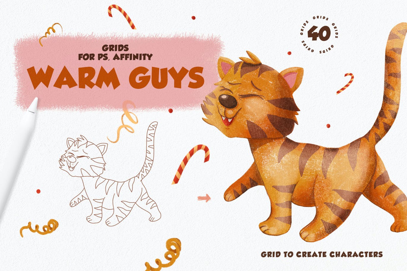 40个用途多样的手绘风格PS笔刷素材包