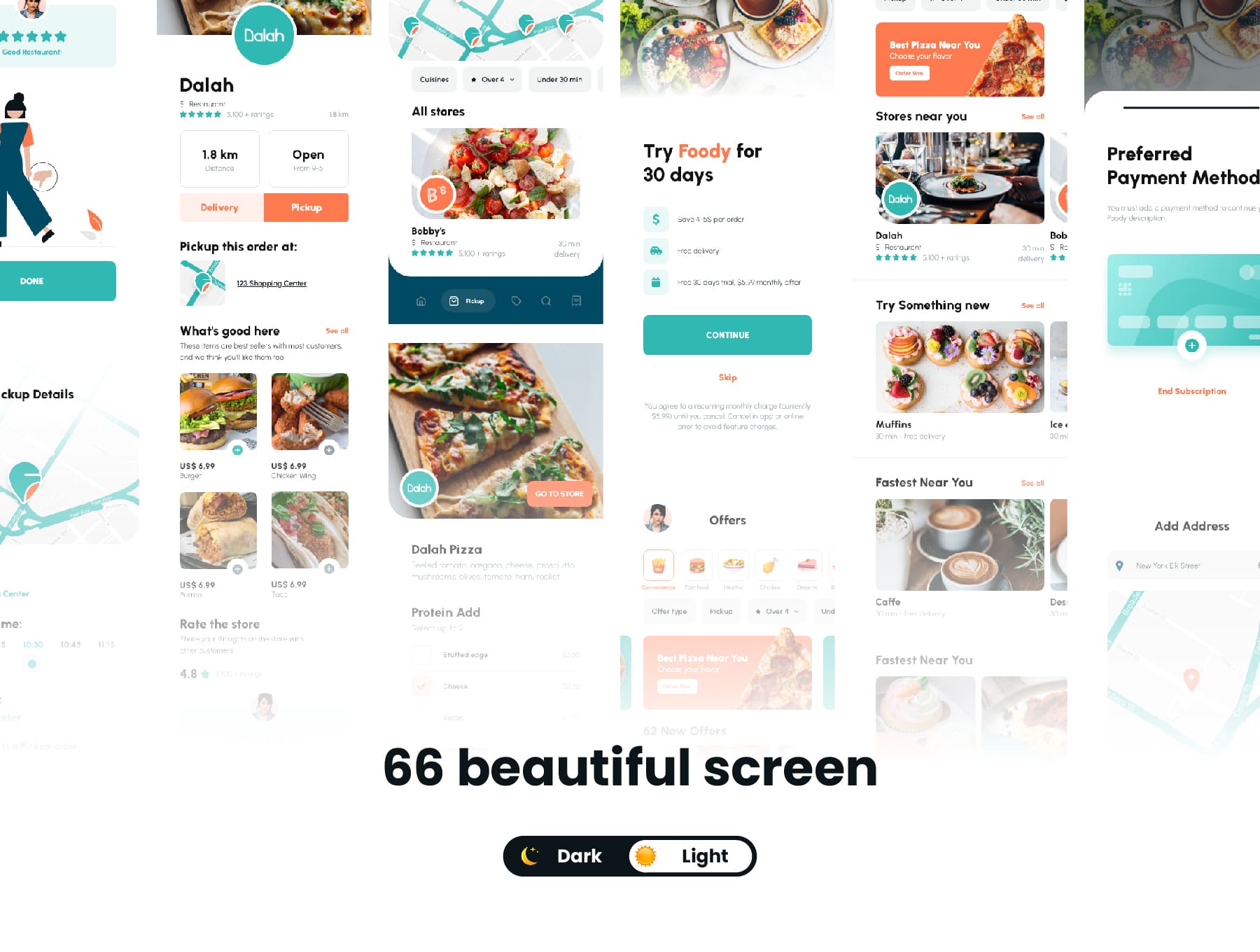 66个绿色餐饮食物类APP UI KIT素材包