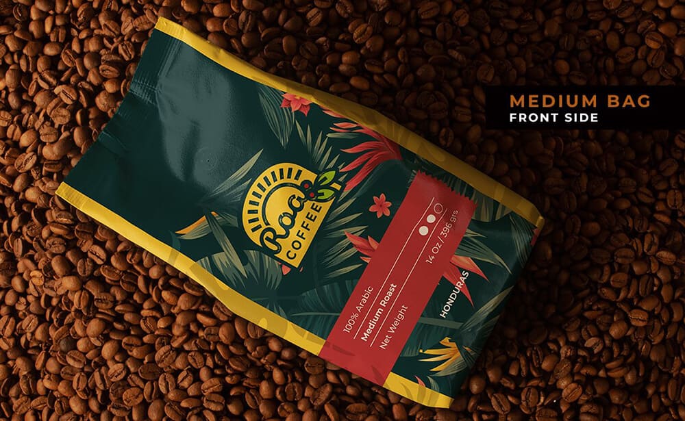 逼真的咖啡豆包装设计样机PSD素材