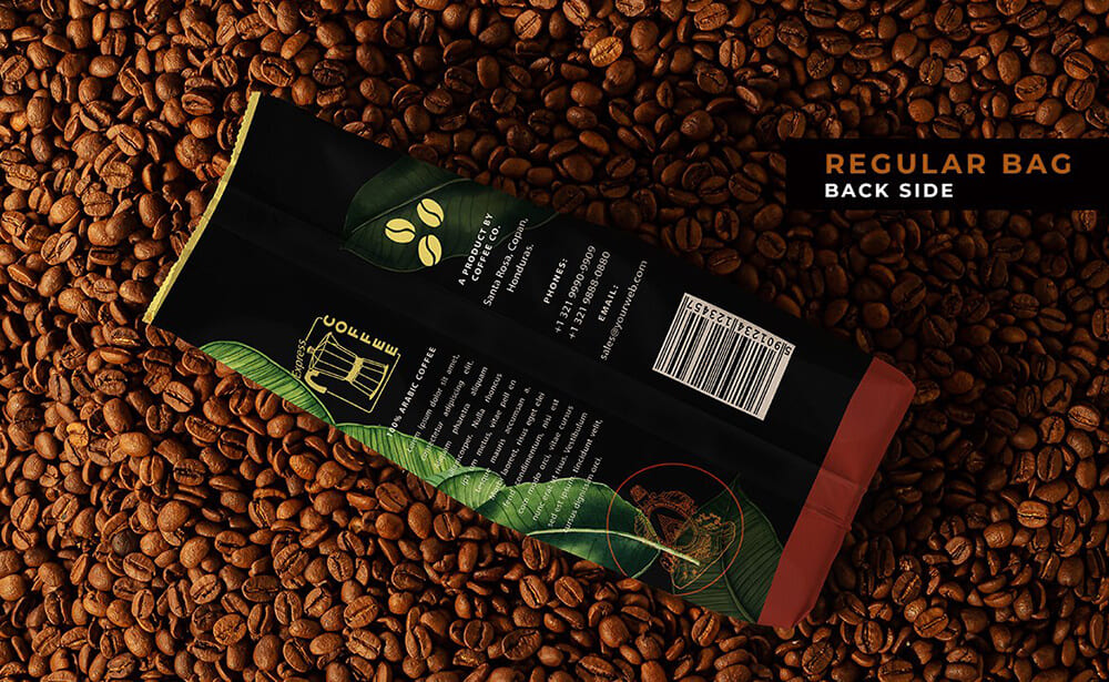 逼真的咖啡豆包装设计样机PSD素材