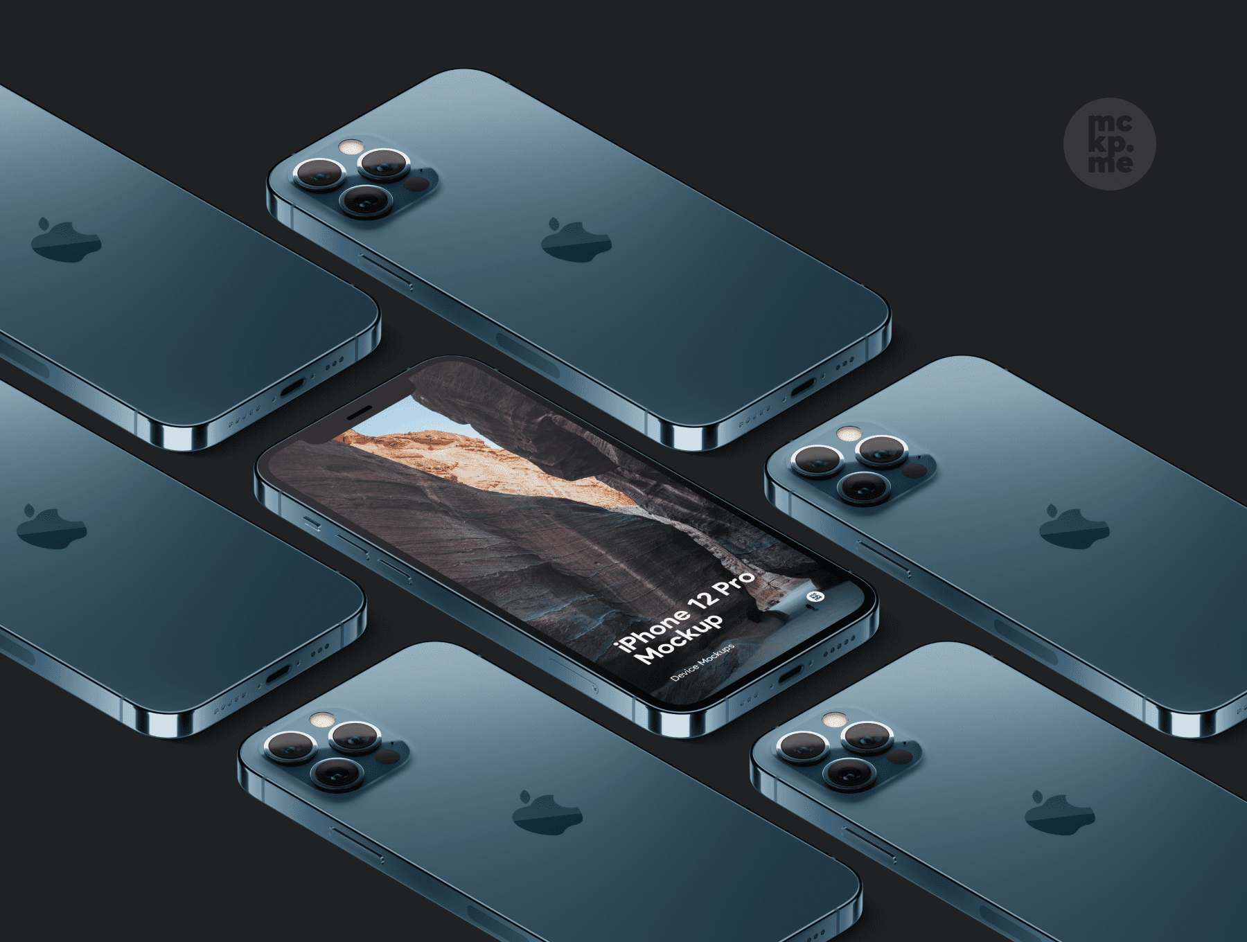 一套精致多角度IPhone 12 Pro等距样机PSD素材