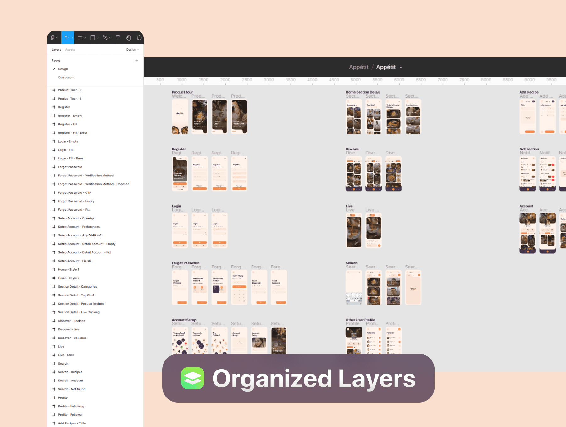 67个优雅的棕色食物食谱类APP UI界面素材包