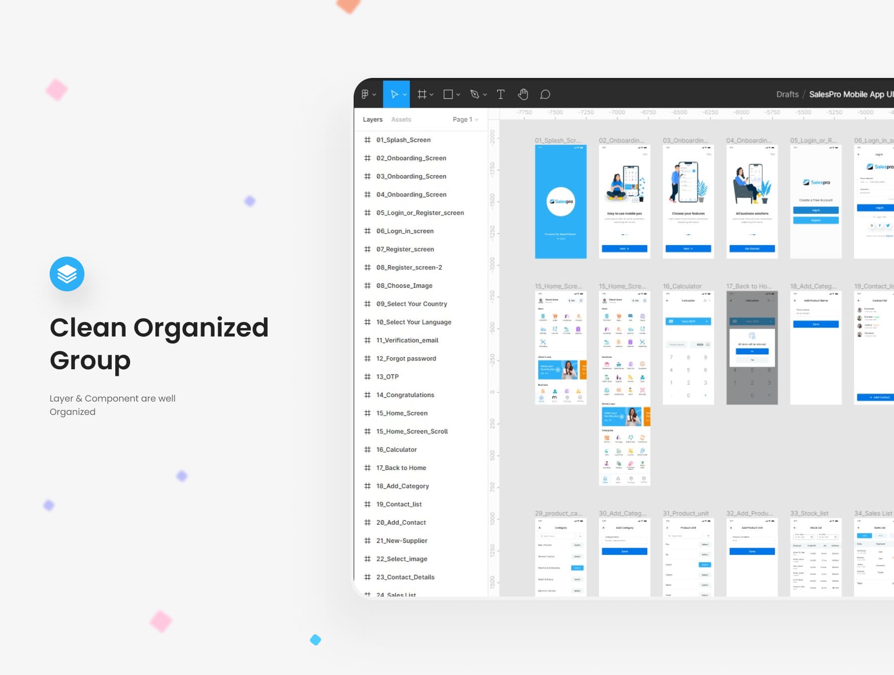蓝色轻量级时尚独特购物主题APP UI界面素材包