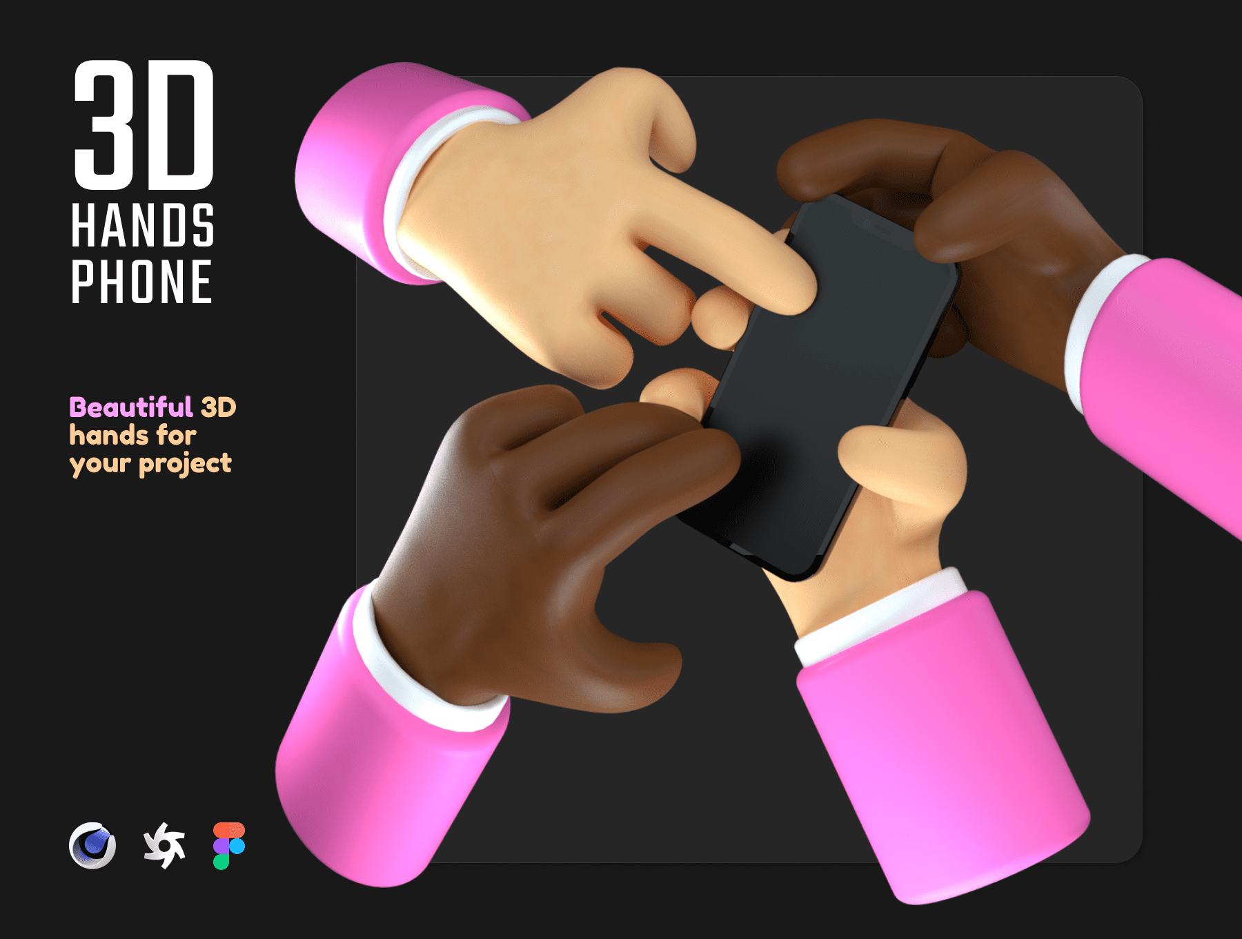 10个粉色3D手持手机C4D素材