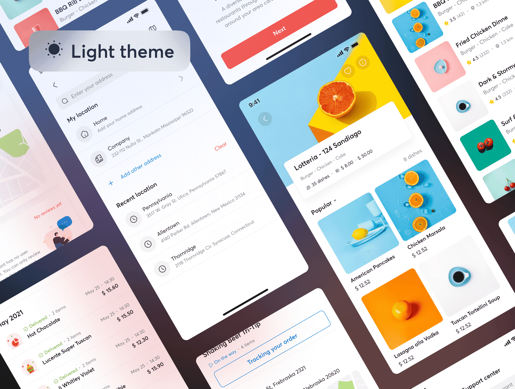 174+高品质明亮红黄蓝色食品餐饮APP UI界面素材（Figma）