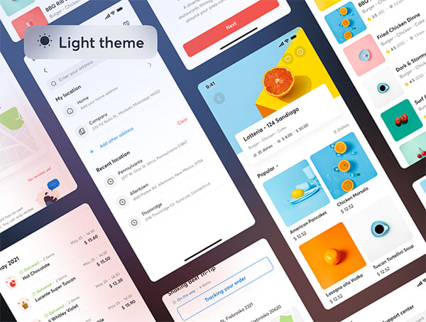 174+高品质明亮红黄蓝色食品餐饮APP UI界面素材(Figma)