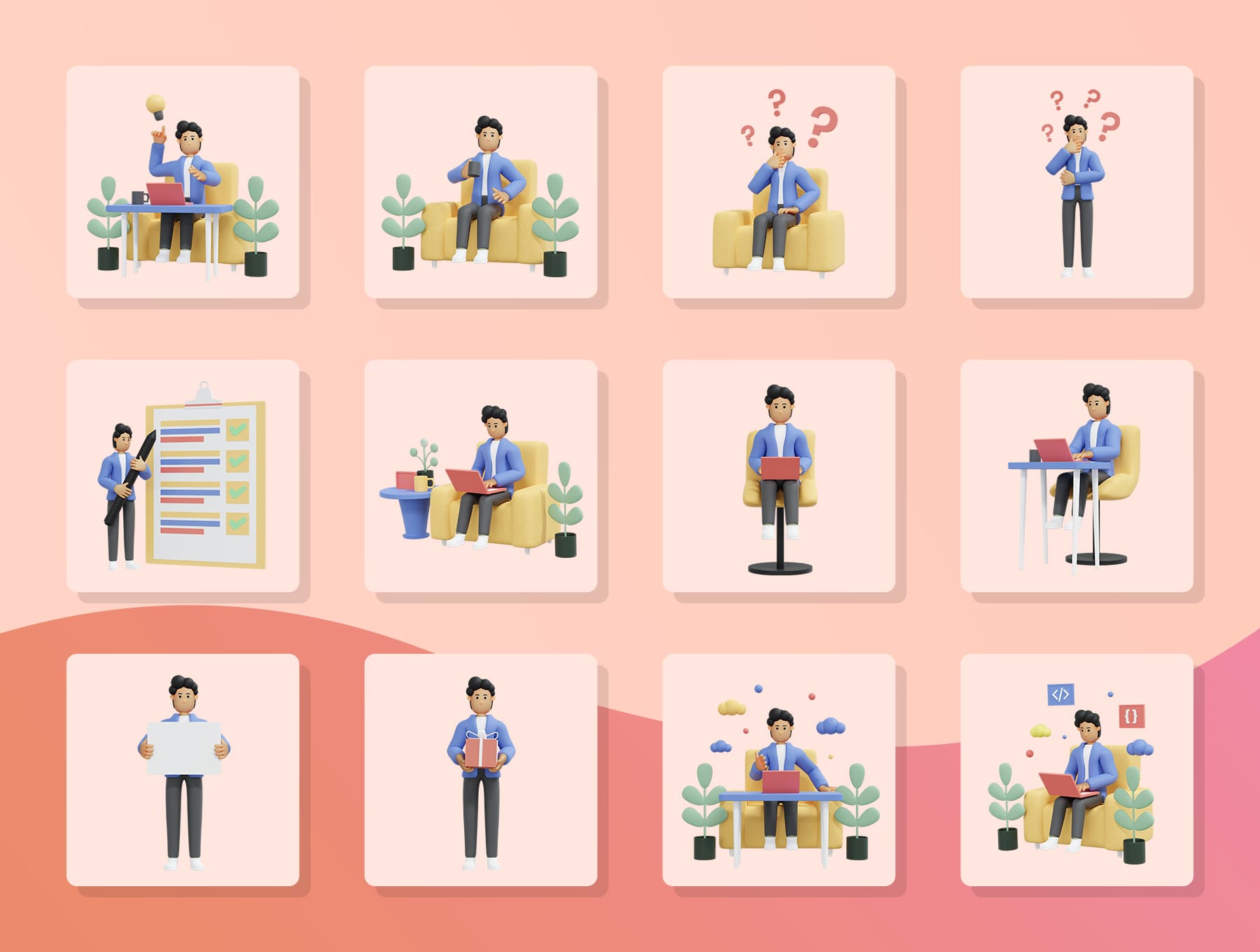 39个带场景元素的高品质3D人物模型素材