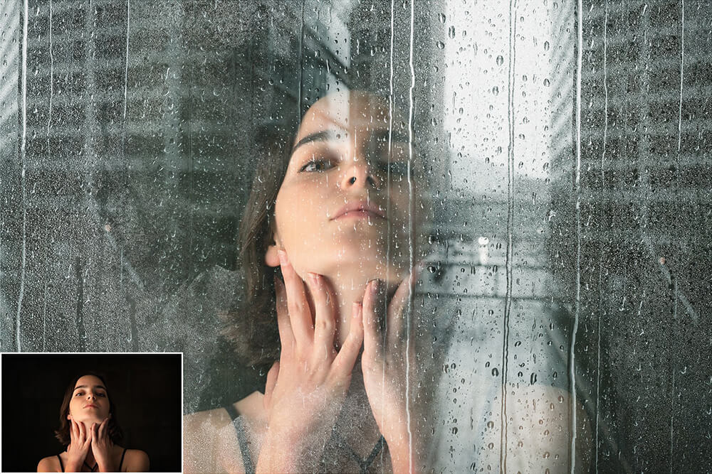 窗户雨水/雨滴照片叠层JPG素材