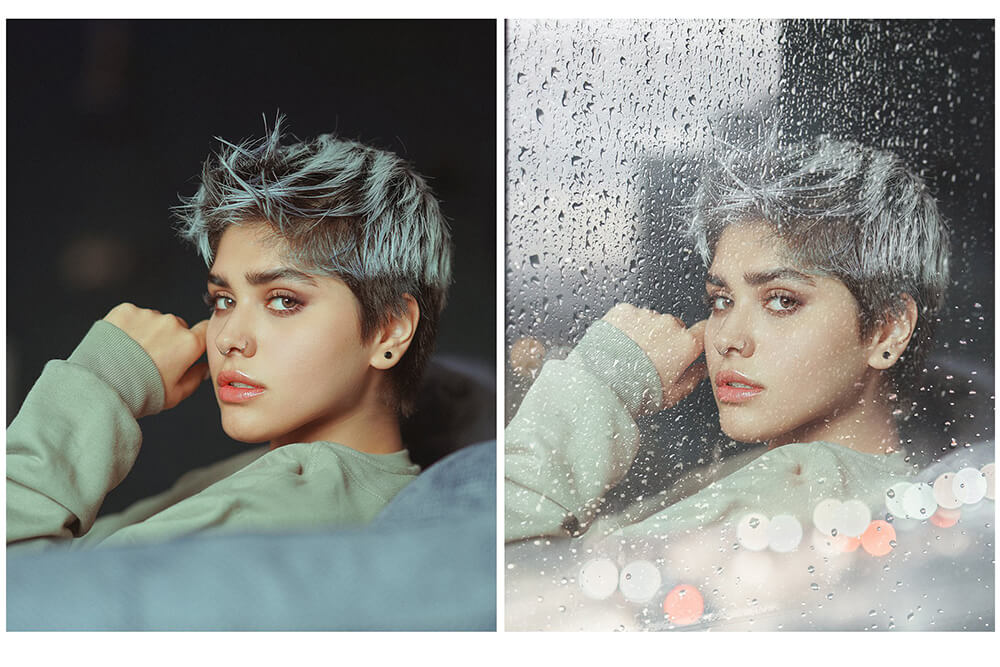 窗户雨水/雨滴照片叠层JPG素材