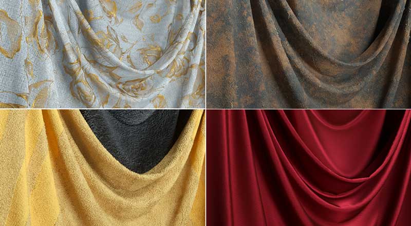 50种不同布料面料Octane材质预设绸缎丝绸亚麻地毯迷彩布料贴图素材