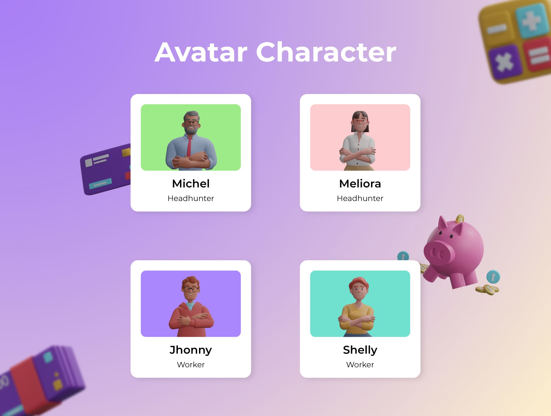 一套金融人物类3D角色插画素材包