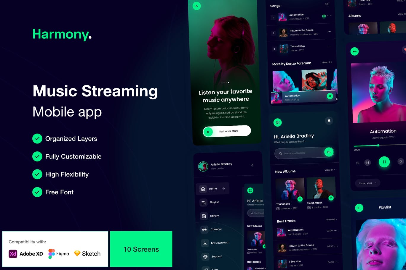 音乐流媒体APP UI Kit素材包