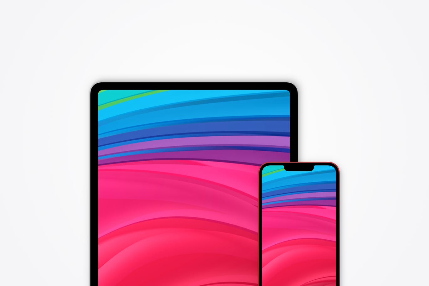苹果iPhone 13和iPad Pro顶视图SKETCH矢量素材模型