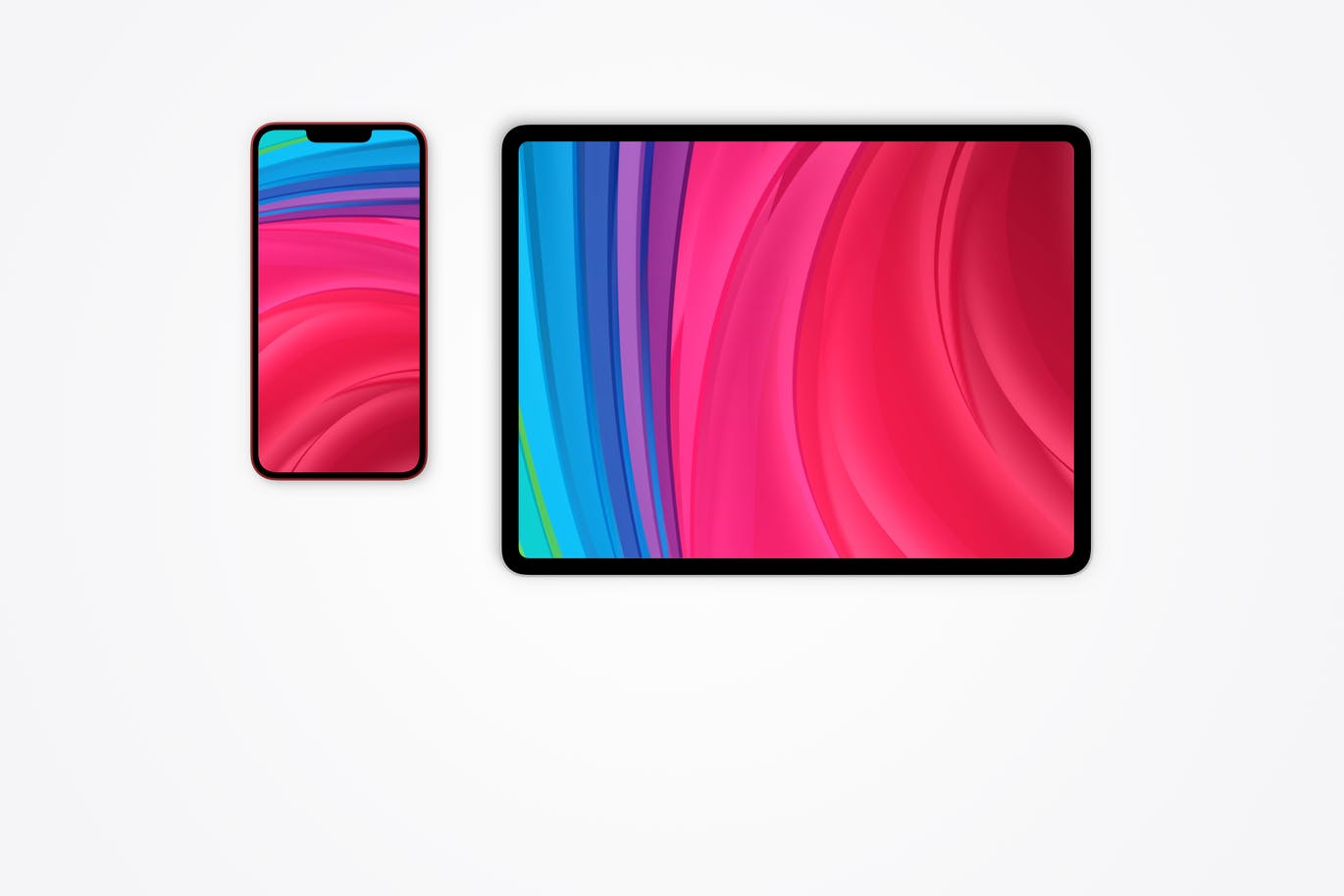 苹果iPhone 13和iPad Pro顶视图SKETCH矢量素材模型