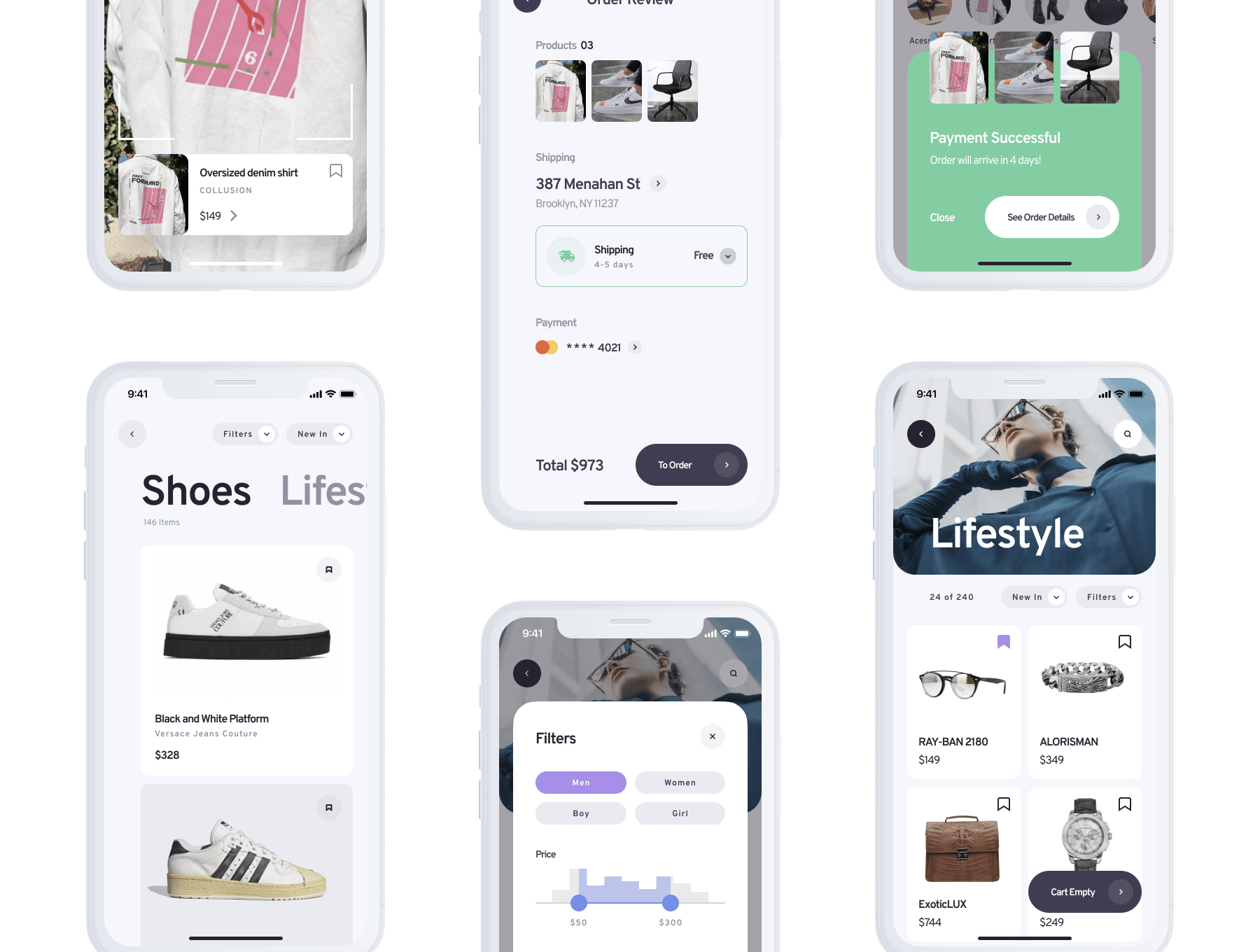 25个潮流黑白色调时尚购物电商APP UI素材包