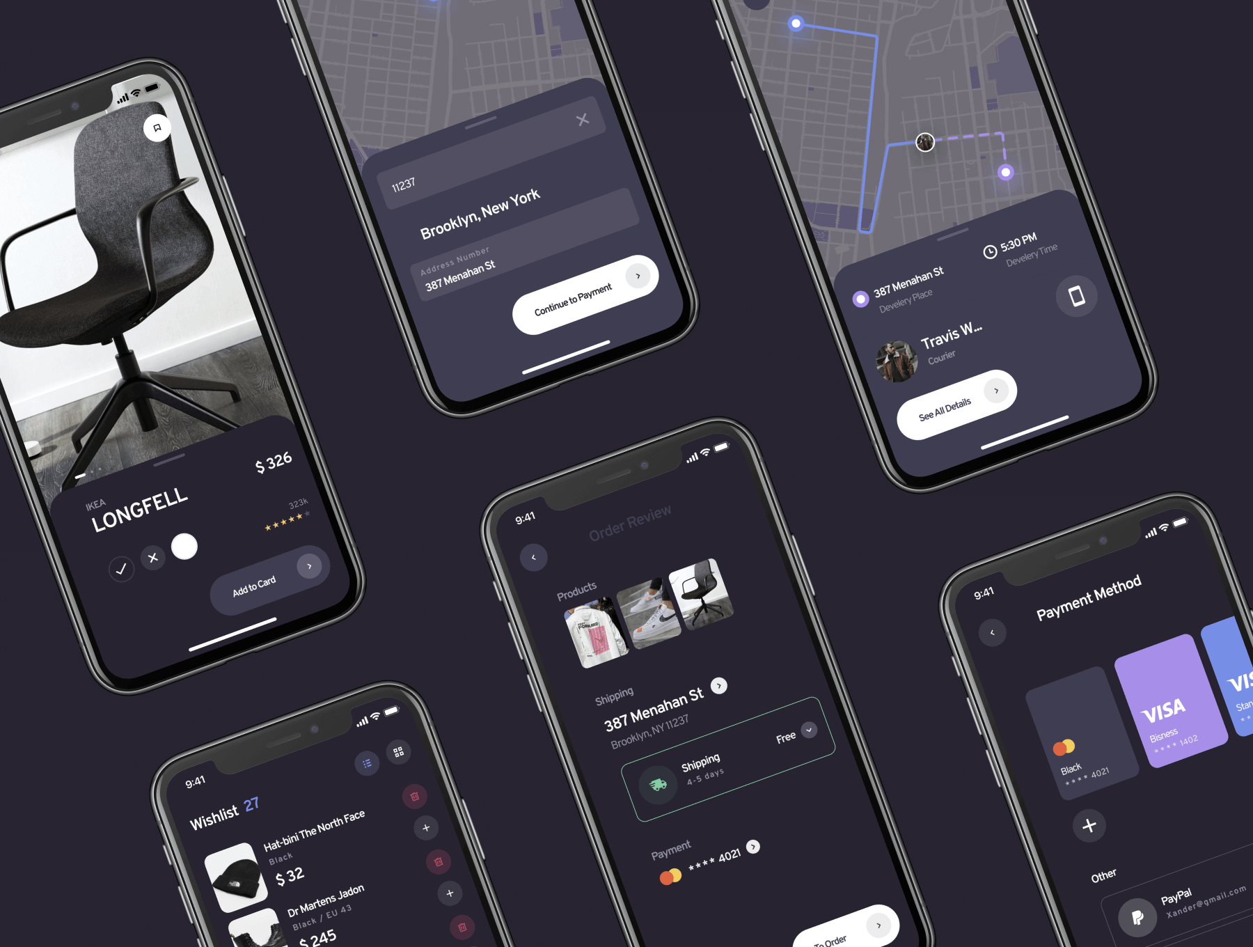 25个潮流黑白色调时尚购物电商APP UI素材包