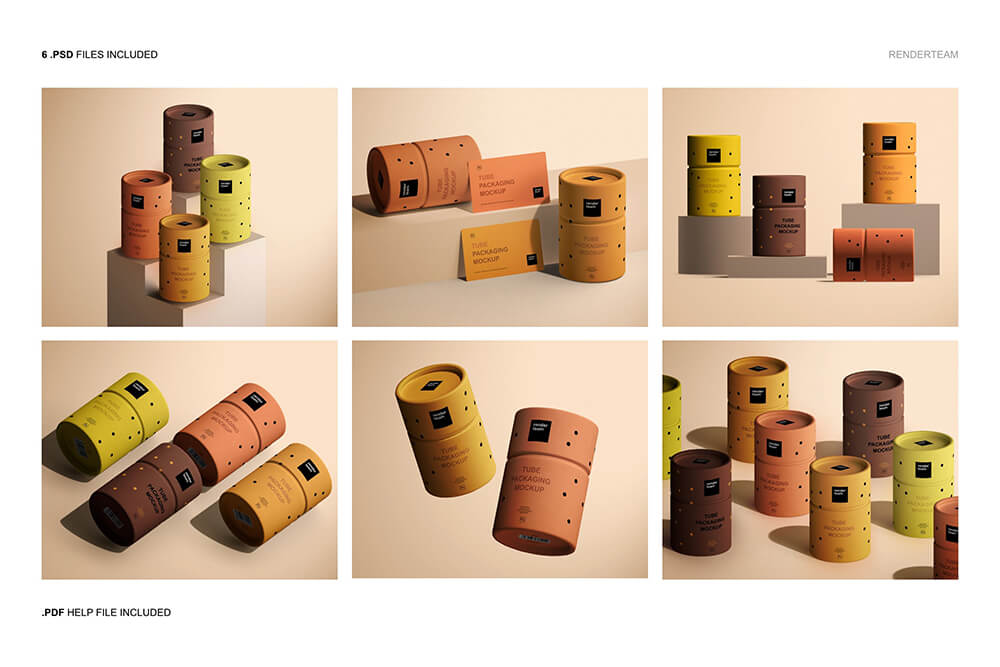 圆柱形纸管包装设计样机PSD素材