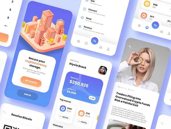 30个加密主题货币钱包APP UI Kit素材包