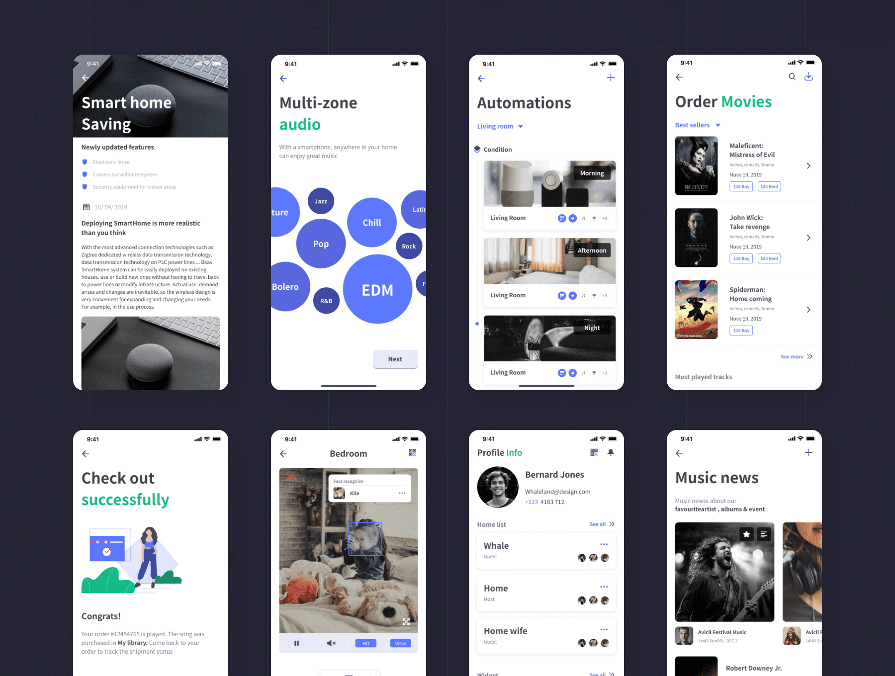 一套紫色智能家居APP UI Kit界面素材包