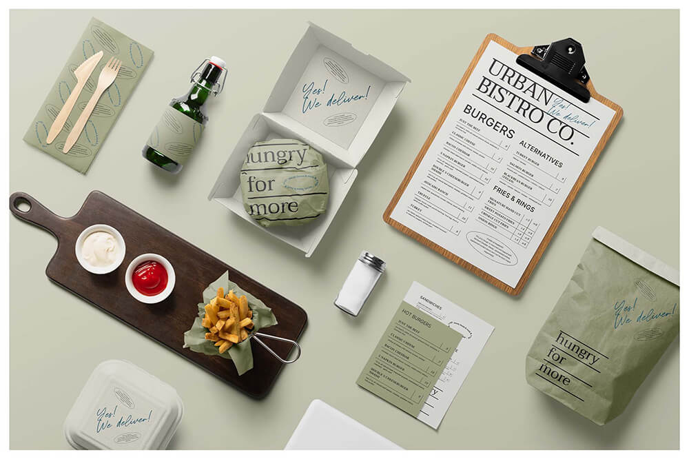 超级逼真的汉堡场景样机PSD素材包