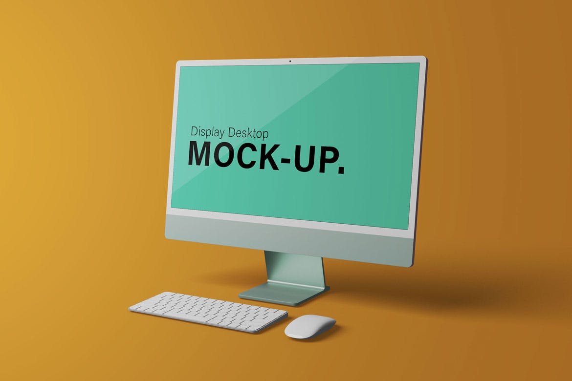 非常简洁的带键盘全新iMac电脑样机PSD素材