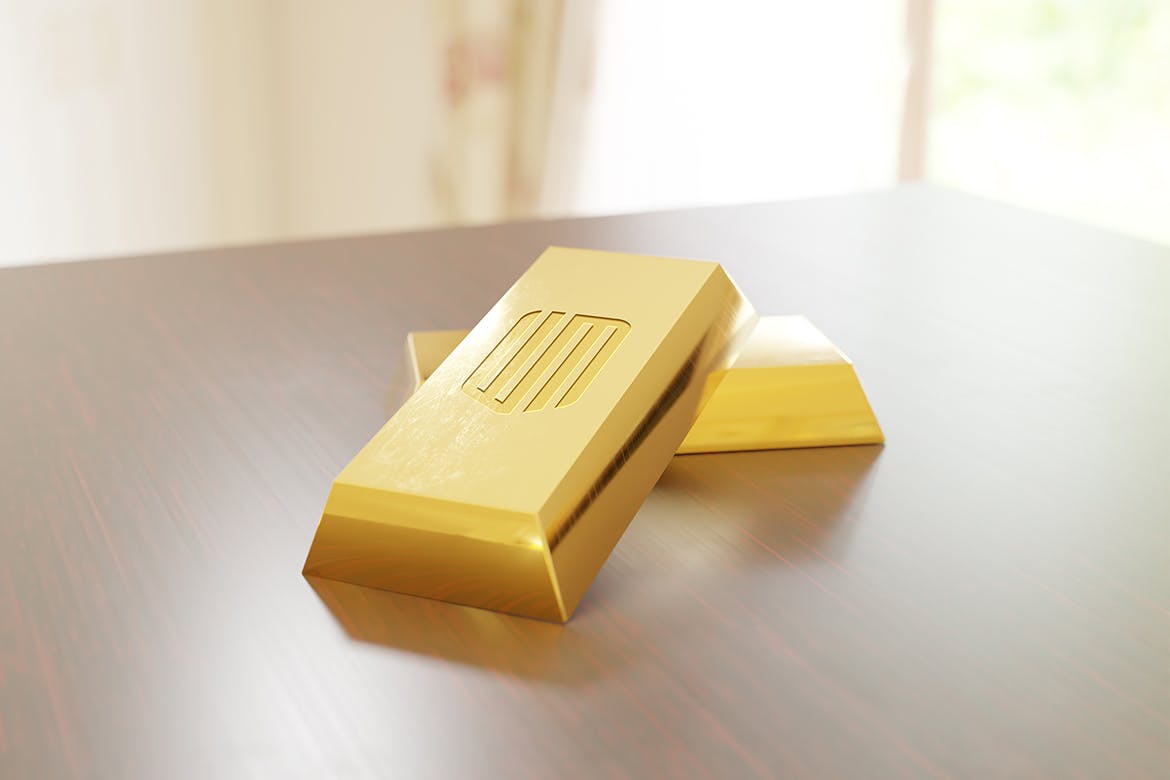 稀有的金砖金条logo标志VI设计样机PSD素材