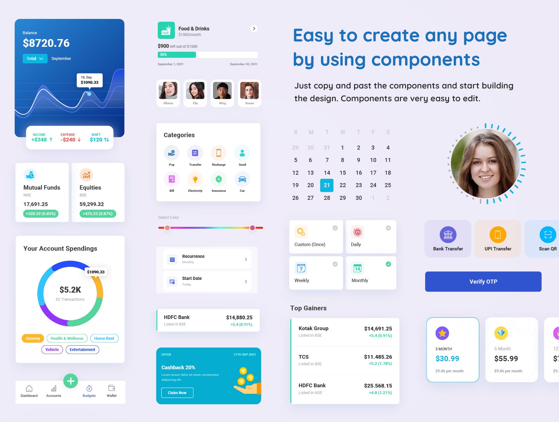 一套资金管理应用APP UI KIT素材包