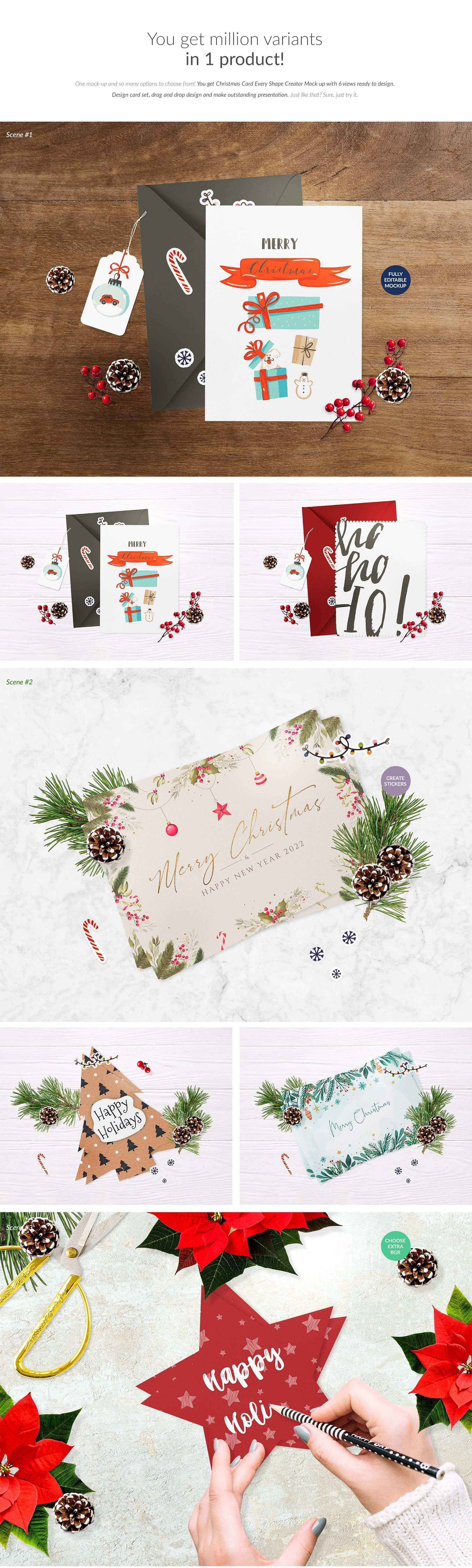 圣诞节主题贺卡设计样机PSD素材