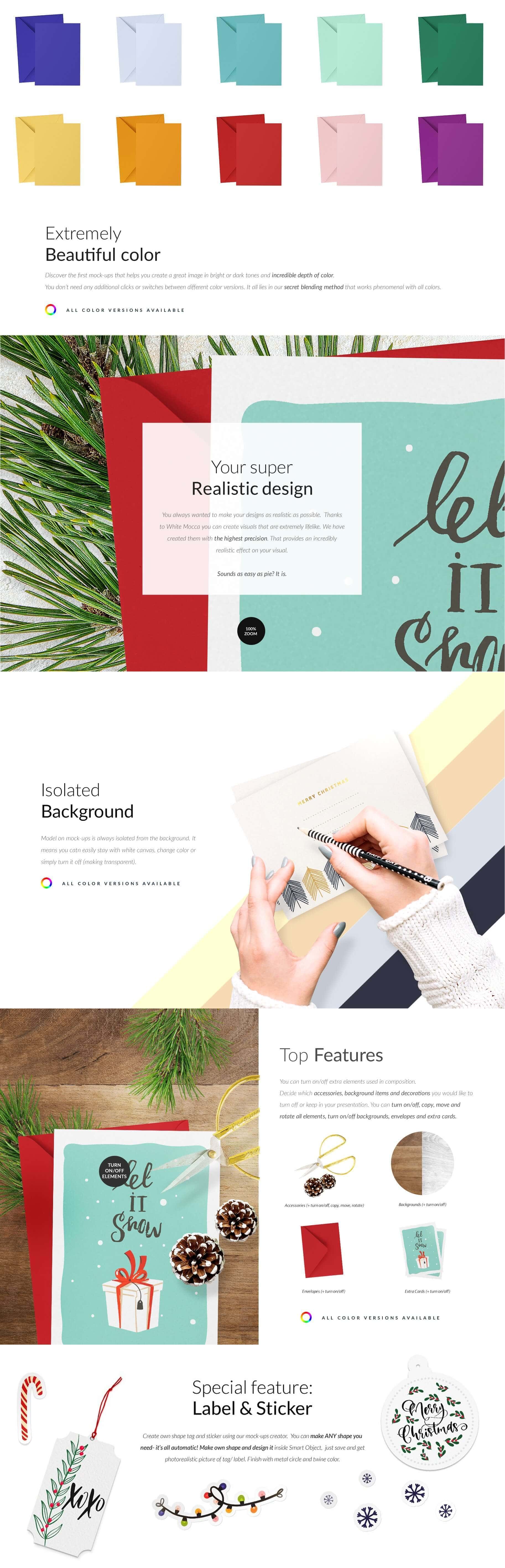 圣诞节主题贺卡设计样机PSD素材