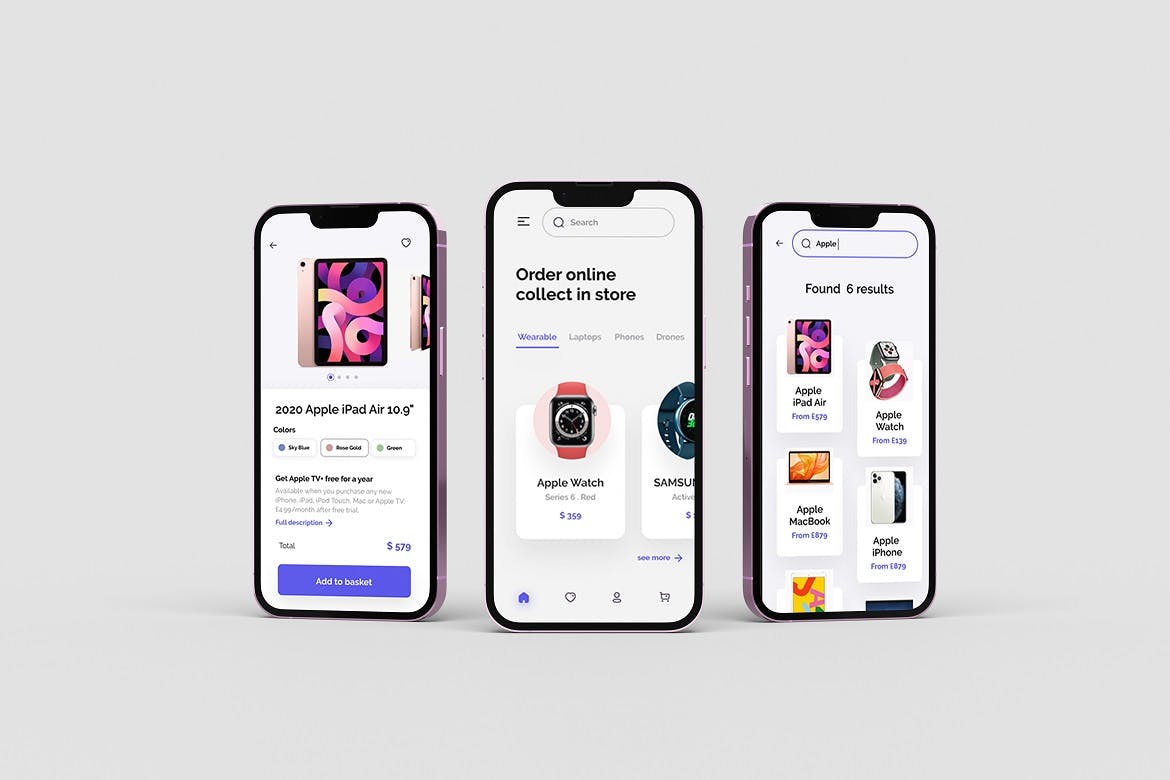一套粉红色iPhone 13 Pro APP UI样机PSD素材