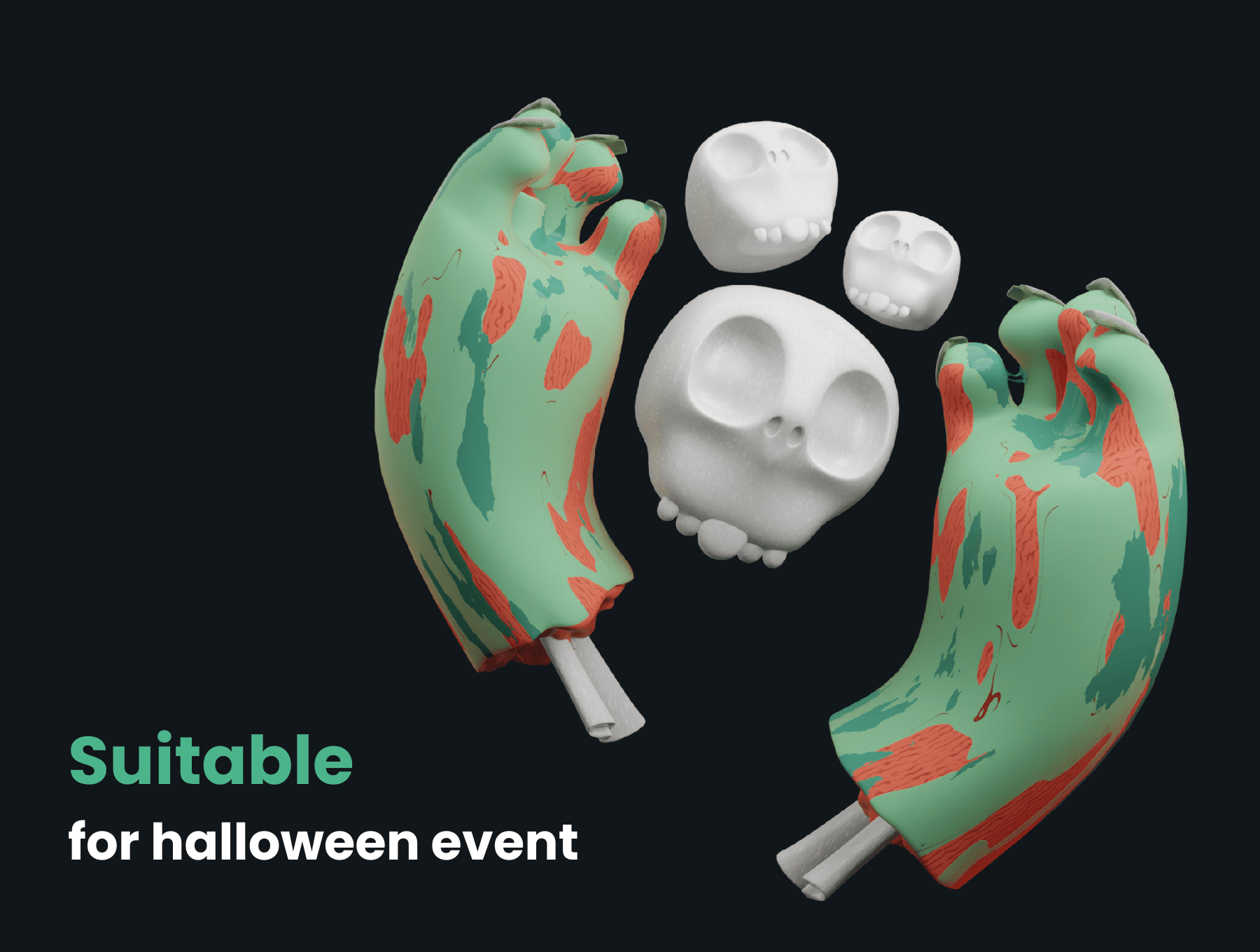 40个恐怖又特别的绿色3D手持手机素材包