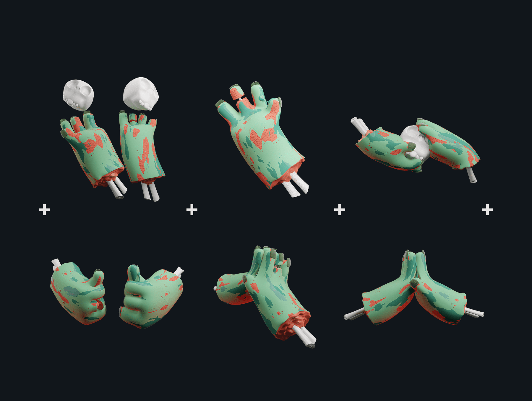 40个恐怖又特别的绿色3D手持手机素材包