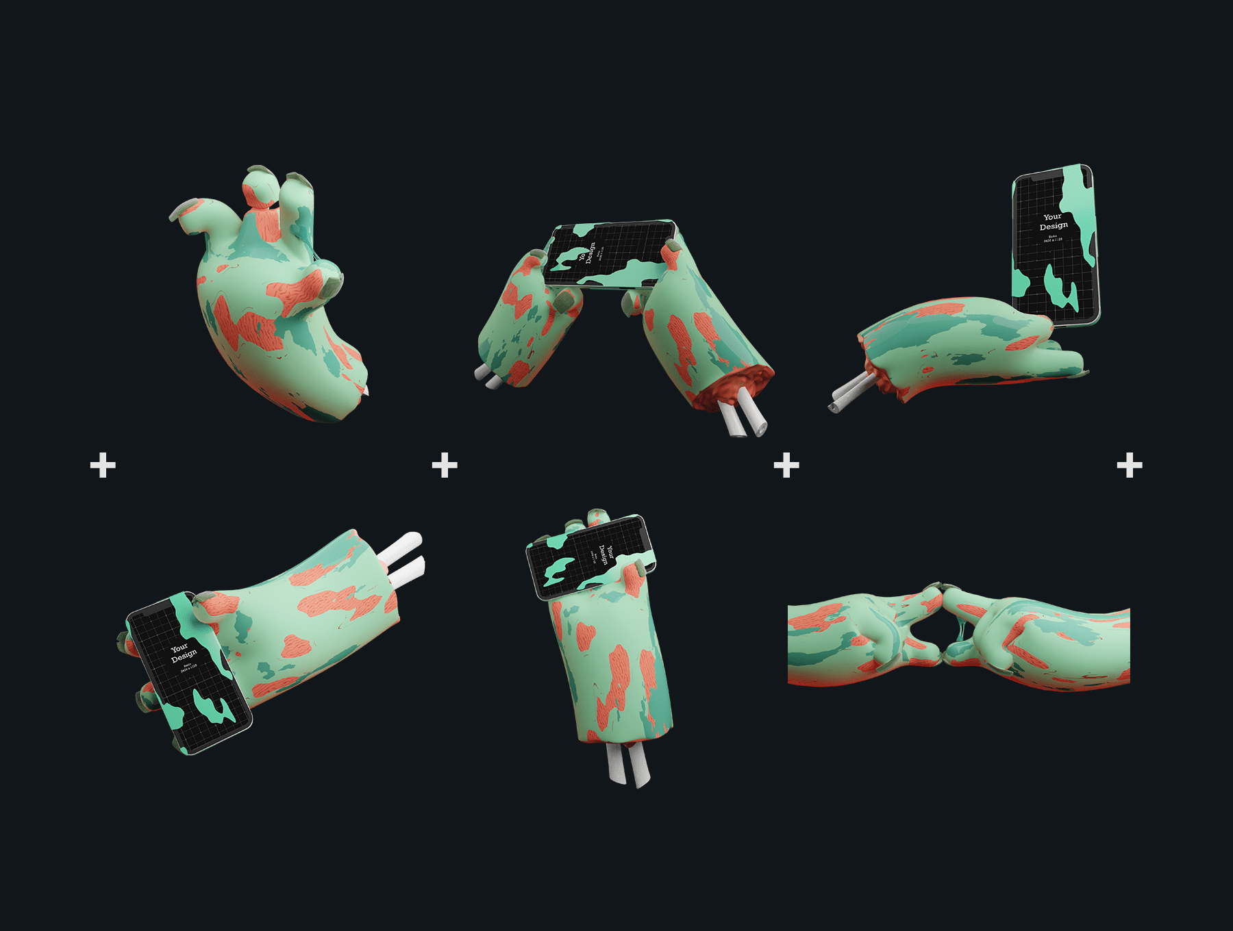 40个恐怖又特别的绿色3D手持手机素材包